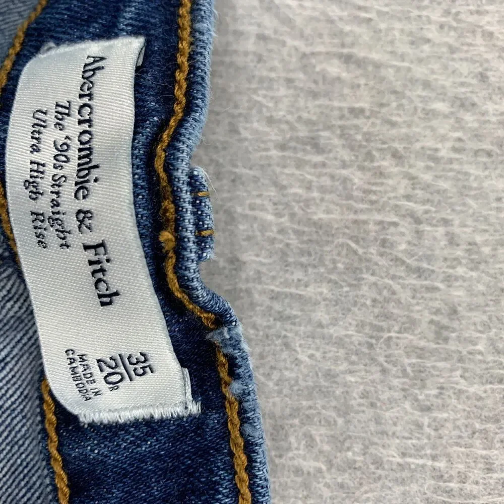 Abercrombie & Fitch Jeans 35/20R 90s Straight Ultra High Rise Stretch Denim - Picture 11 of 16